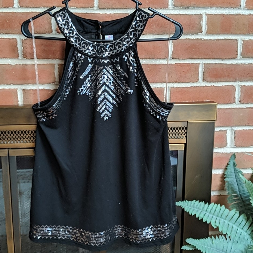 Black Sequin Halter Top